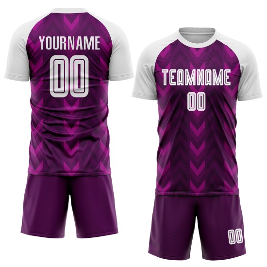 Benutzerdefiniertes lila-weißes Sublimations-Fußballtrikot Benutzerdefiniertes lila-weißes Sublimations-Fußballtrikot