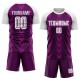 Benutzerdefiniertes lila-weißes Sublimations-Fußballtrikot Benutzerdefiniertes lila-weißes Sublimations-Fußballtrikot