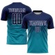 Individuelles Fußballtrikot mit Sublimationsdruck, Marineblau und Weiß Individuelles Fußballtrikot mit Sublimationsdruck, Marineblau und Weiß