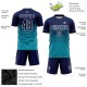 Individuelles Fußballtrikot mit Sublimationsdruck, Marineblau und Weiß Individuelles Fußballtrikot mit Sublimationsdruck, Marineblau und Weiß