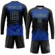 Benutzerdefiniertes schwarzes, schwarz-königliches Sublimations-Fußballtrikot Benutzerdefiniertes schwarzes, schwarz-königliches Sublimations-Fußballtrikot